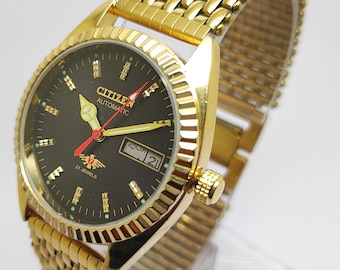 シチズン 自動巻き ブラックダイヤル デイ/デイト 21石 ステンレス