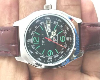 シチズン 自動巻き ブラックダイヤル デイ/デイト 21石 ステンレス