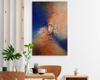 Large original abstract painting on canvas, Modern art, Acrylic paintings, painting paintings, blue, orange, gold, abstract wall art