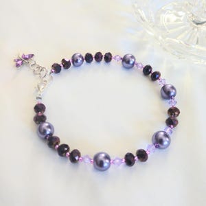 Purple Sparkle Bead Dragonfly Bracelet