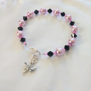Pink Sparkle Bead Dragonfly Bracelet
