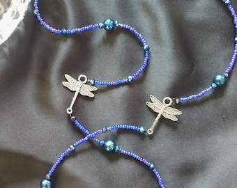 Blue Sparkle Bead Dragonfly Necklace/Bracelet