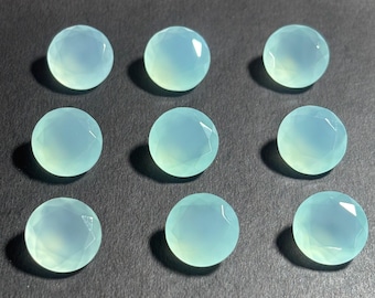 5 Pcs Lot 4MM Faceted Aqua Chalcedony Gemstone: Round Calibrated Loose Stone