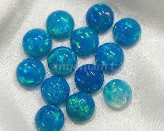 AAA Sky Blue Ethiopian Opal Cabochon, Round Flat Back Gemstone (3-8MM)