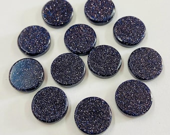 Blue Sunstone Cabochons: Round Discs, Calibrated Gemstones (4-25 mm)