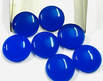 Cabochon di calcedonio blu AAA+: pietra preziosa rotonda e piatta