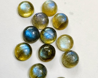 AAA+ Labradorite Cabochon: Natural Round Gemstone, Calibrated Sizes