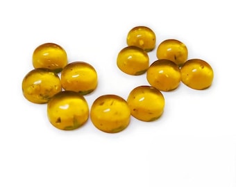 AAA Synthetic Baltic Amber Cabochon: Round Yellow Gemstone, Jewelry Making (5mm-25mm)