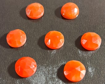 Orange Carnelian Gemstone: Rose Cut Round Cabochon (3-15 mm)