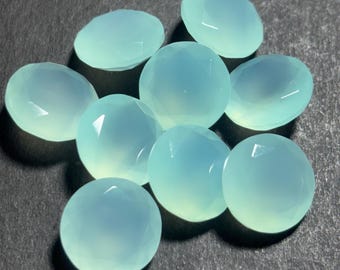 5 Pcs Lot 5MM Faceted Aqua Chalcedony Gemstone: Round Calibrated Loose Stone