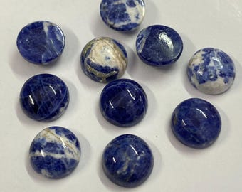 AAA+ Sodalite Cabochon: Round Flat Back Gemstone