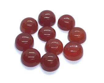 Cabujón de ónix rojo: piedra preciosa redonda con base plana (3 mm-20 mm)