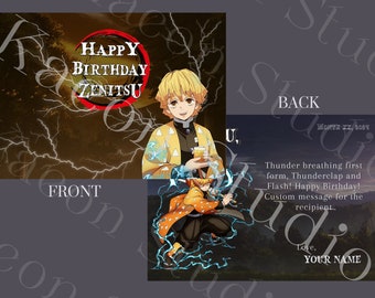 Demon Slayer - Zenitsu Birthday Card