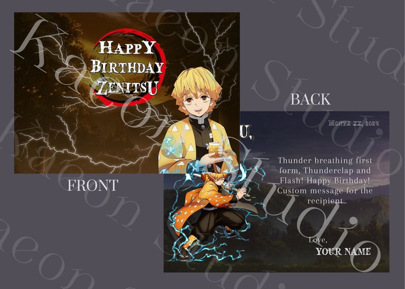 Demon Slayer Zenitsu Birthday Card image 1