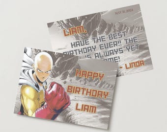 One-punch Man Birthday Card - Etsy