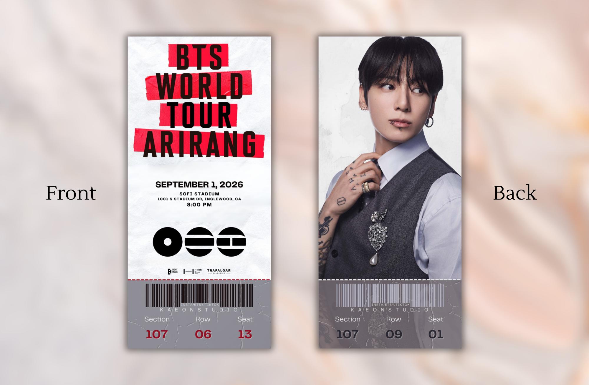 BTS Arirang Tour Ticket Momentos | Souvenir | Keepsake - Etsy