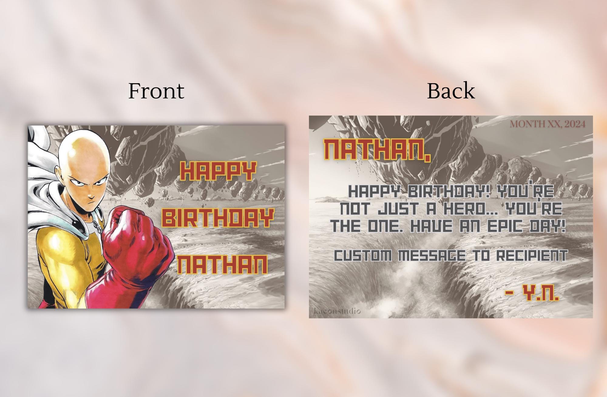 One-punch Man Birthday Card - Etsy