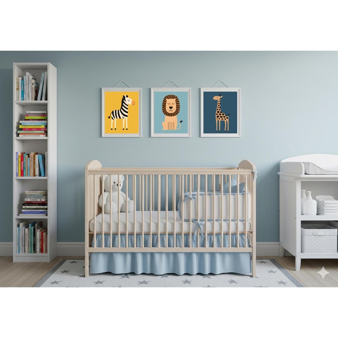 Set of 3 Safari Animal Prints, Nursery Wall Art, Kids Room Art, Nursery ...