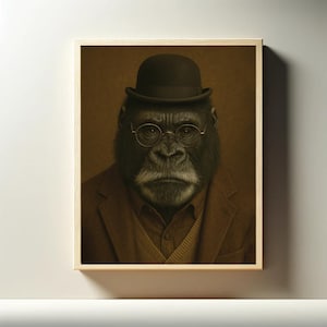 Grandpa Gorilla, Gorilla Painting, Gorilla Wall Art, Digital Prints, Animal Wall Art, Printable Wall Art, Printable Poster, Instant Download