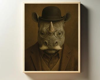 Grandpa Rhino, Rhino Painting, Rhino Wall Art, Rhino Art, Digital Prints, Animal Wall Art, Printable Wall Art, Printable Poster, Animal Art