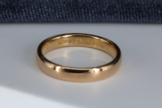 22ct Gold Wedding Ring Vintage,3mm,22k Yellow Gol… - image 1