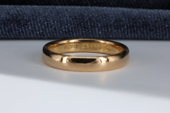 22ct Gold Wedding Ring Vintage,3mm,22k Yellow Gol… - image 4