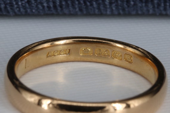22ct Gold Wedding Ring Vintage,3mm,22k Yellow Gol… - image 5