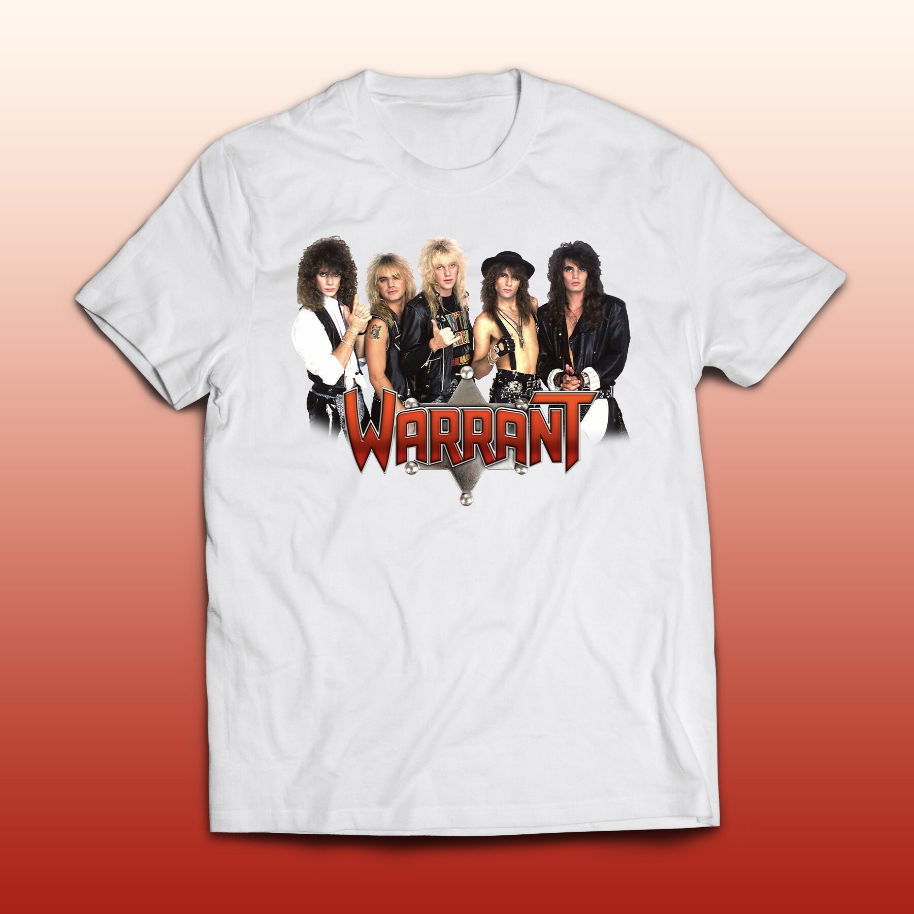 Sizes S to 3XL 80s Music Band Shirt Glam Metal Hard Rock| Vintage Retro Black or White Warrant Shirt 100% Cotton