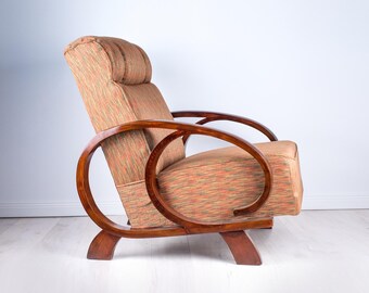 Art deco Armchair/Bent wood armchair/halabala lounge chair/ mid century arm chair/art deco armchair/ vintage armchairs/ statement accent cha