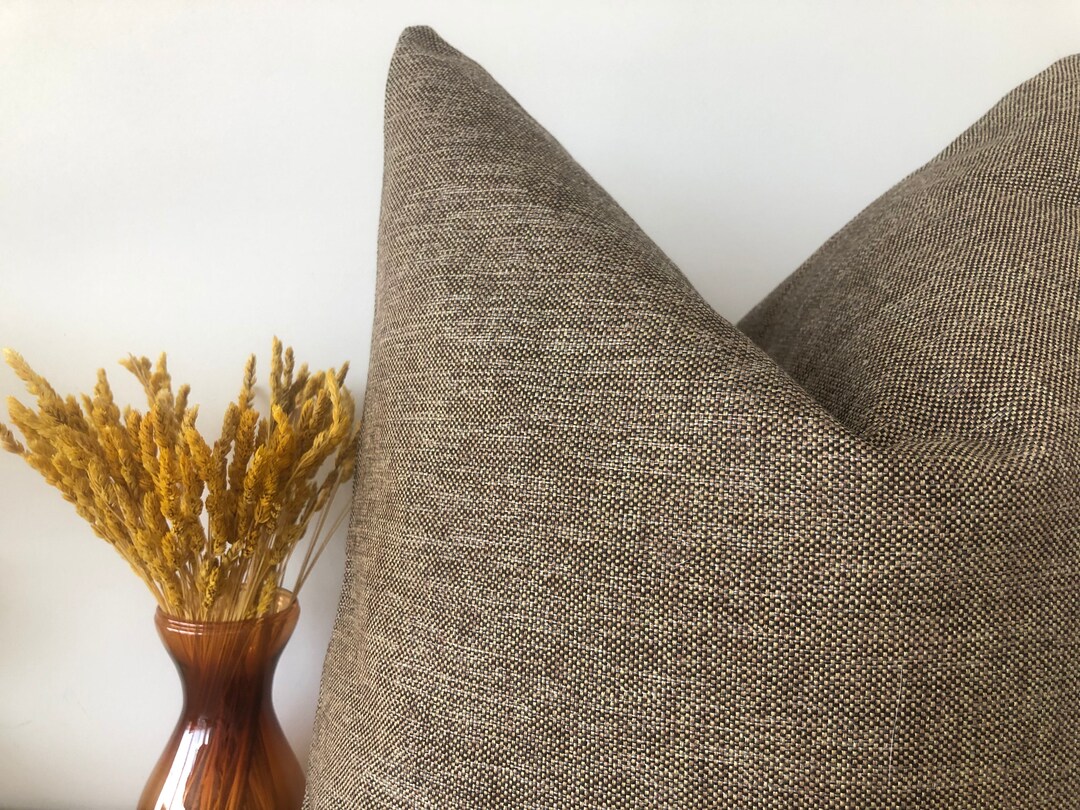 Golden Brown Linen Pillow Cover Throw Pillow Case for Living Room or