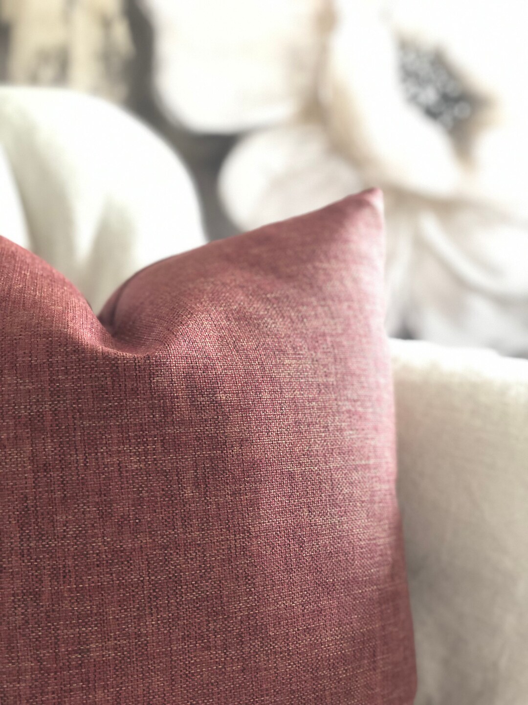 Brick Red Throw Pillow Cover Modern Linen Cushion Etsy UK