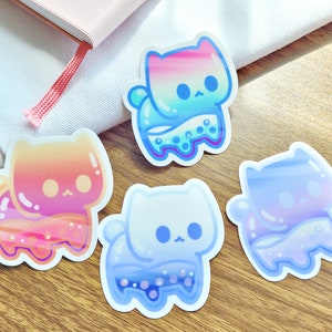 Rainbow Boba Cat Sticker | Waterproof Vinyl Laptop Decal