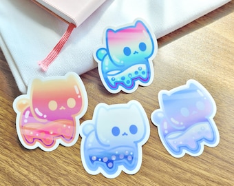 Rainbow Boba Cat Sticker | Waterproof Vinyl Laptop Decal