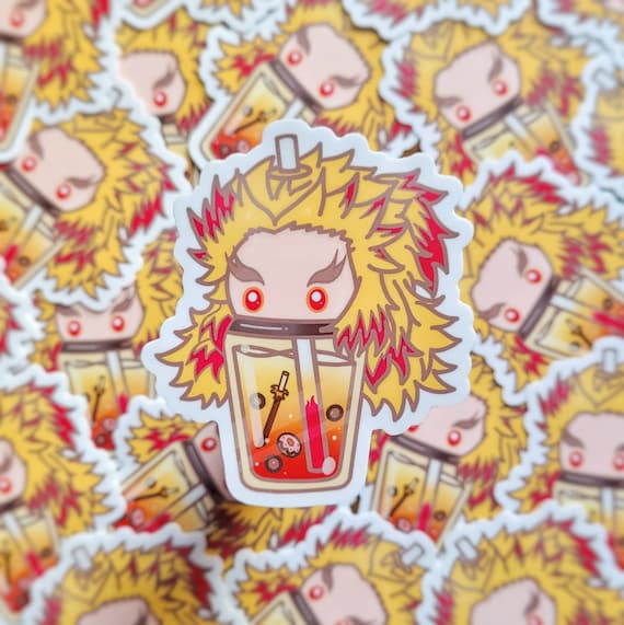 Demon Fire Breathing Anime Boba Drink Sticker | Thick Weatherproof Waterproof Matte Sticker