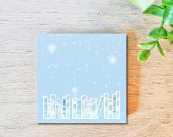 Icy Crystal Books Sticky Notes | Aesthetic Grid Notepad | Cute Holiday Desk Stationery Bookish Gift for Back to School, Library, Bookstores