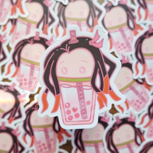 Demon Little Sister Anime Boba Drink Sticker | Weatherproof Waterproof Matte Sticker