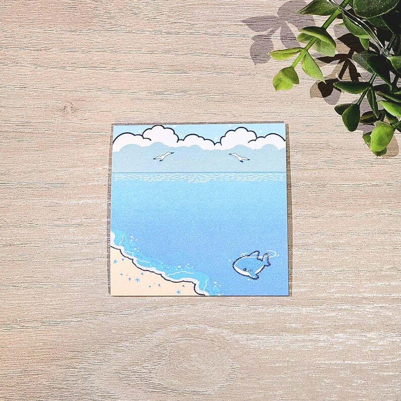 Beach Whale Sticky Notes | Aesthetic Grid Notepad | Cute Holiday Desk ...