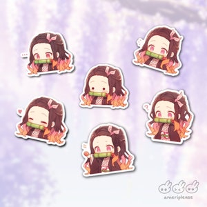Cute Demon Little Sister Expressions Breathing Sticker Set | Chibi Girl Anime | Kawaii Gift for Her Him | Laptop Water Bottle Decal
