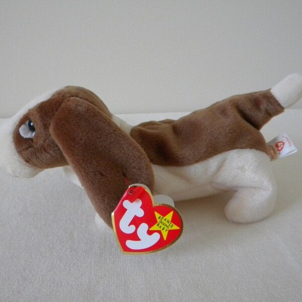 Vintage TY Beanie Babies Tracker the Bassett Hound Dog Plush Toy 1997 5th Generation Tag Errors