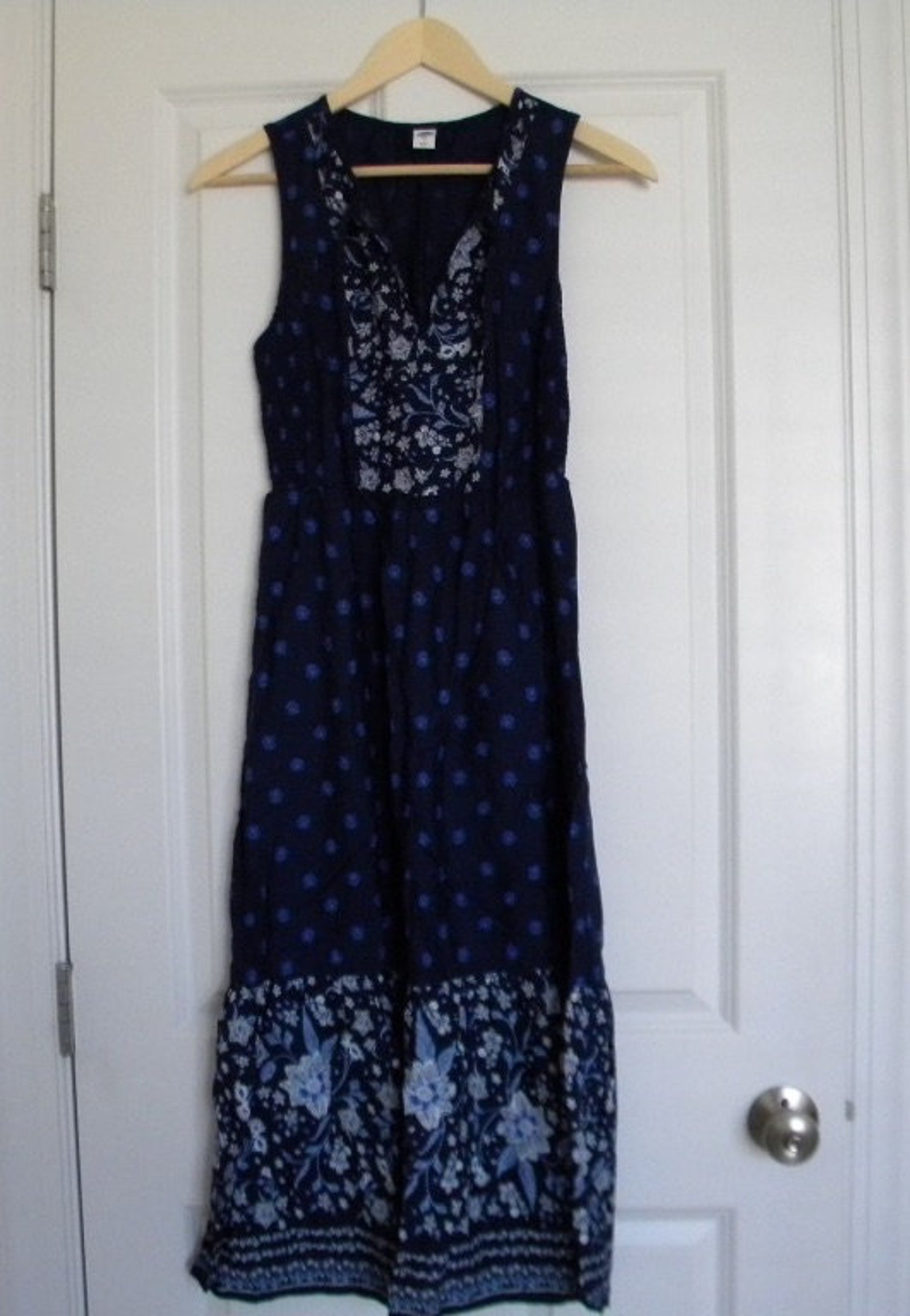 Womens Old Navy Blue Floral Sleeveless Midi Dress Keyhole - Etsy