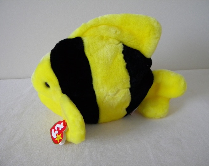 Vintage TY Beanie Buddies Bubbles the Fish Large 11 Plush Toy 1998 3rd