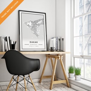 Affiche street map de Dakar, Senegal, Afrique - Poster carte minimalist art