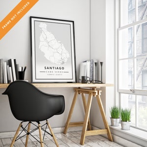 Affiche street map de Santiago au Cap Vert (Cabo Verde, Cape Verde), Afrique - Poster carte minimalist art