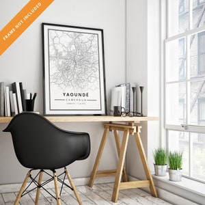 Affiche street map de Yaoundé, Cameroun, Cameroon, Afrique - Poster carte minimalist art