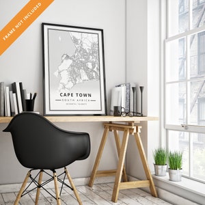 Affiche street map de Cape Town, Le Cap, South Africa, Afrique Du Sud, Afrique - Poster carte minimalist art