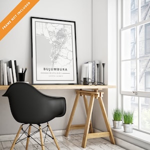 Affiche street map de Bujumbura, Burundi, Afrique - Poster carte minimalist art