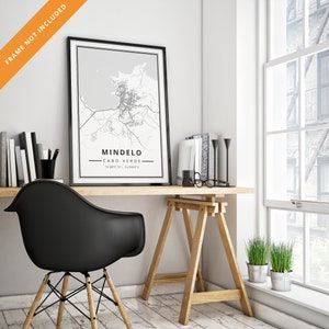 Affiche street map de Mindelo, Sao Vicente, Cap Vert (Cabo Verde, Cape Verde), Afrique - Poster carte minimalist art