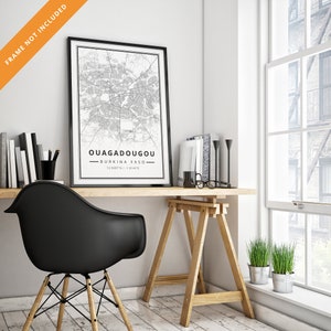 Affiche street map de Ouagadougou, Burkina Faso, Afrique - Poster carte minimalist art