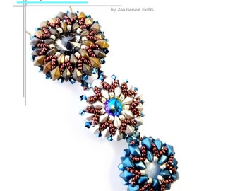 Tutorial de abalorios / Patrón colgante trío bizantino con mini cuentas Diamond Duo - Instrucciones en PDF de descarga instantánea, diseño ZsuBeads