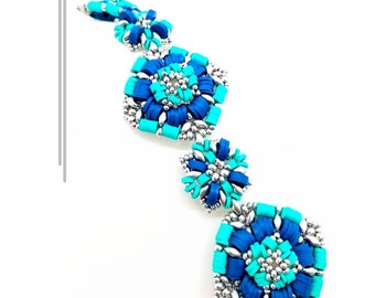 Beading Tutorial / Pattern Moroccan Tiles Bracelet with Polymer disc bead - Instant download PDF instructions, ZsuBeads design